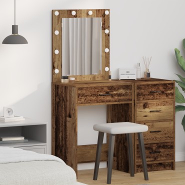 vidaXL Τουαλέτα με LED Φώτα Παλιό Ξύλο 50x41x135cm 1 τεμ.