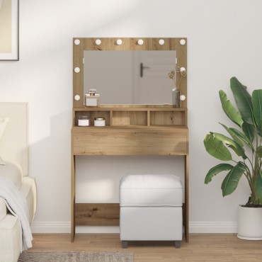 vidaXL Τουαλέτα με LED Φώτα Ξύλο Artisan 79x41x135cm 1 τεμ.