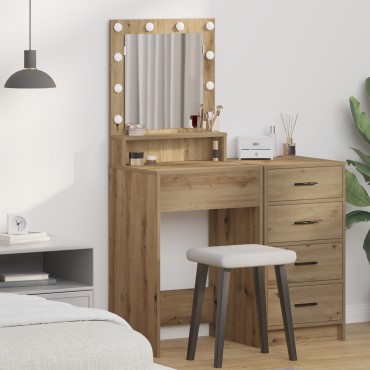 vidaXL Καθρέφτης με LED Φώταartisan oak 50x41x135 εκ