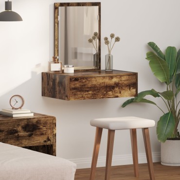 vidaXL Τοίχου Καθρέφτης Γ Dressing Table Καπνιστό Δρυς 60x40x70 εκ