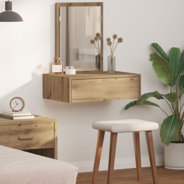 vidaXL Κρεμαστό τραπέζι μακιγιάζ δρυς τέχνης 60x40x70cm