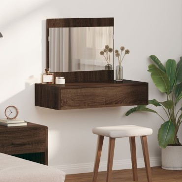vidaXL Τοίχου Κρέμασμα Μακιγιάζ Καφέ Δρυς 83x40x70 εκ