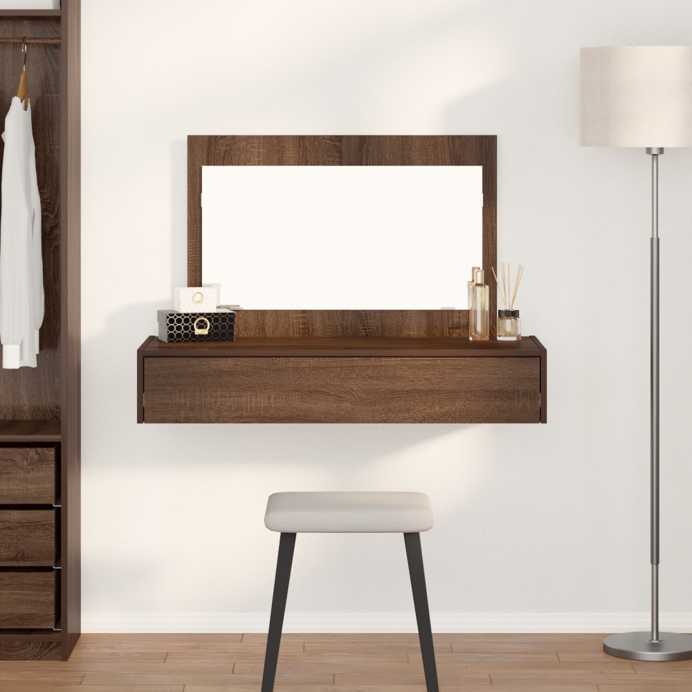 vidaXL Επιτοίχιο Ντυμένο Τραπέζι Καφέ Δρυς 100x40x70cm