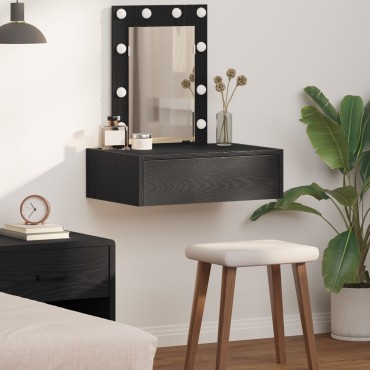 vidaXL Τραπεζάκι Μακιγιάζ Τοίχου με LED Φώτα - Μαύρη Δρυός