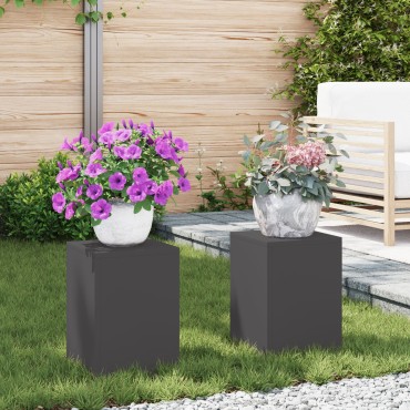 vidaXL Εξωτερικές Βάσεις Φυτών Pillar 2 τεμ Μαύρο 24x24x35 εκ Ατσάλι