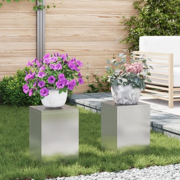 VidaXL Στήριγμα Φυτών Εξωτερικού Χώρου 2 τμχ 24x24x35 εκ Ανοξείδωτο ατσάλι