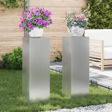 vidaXL Υπαίθρια Σταντ Φυτών Πυλώνας 2 τμχ 24x24x75 εκ Γαλβανισμένο Ατσάλι