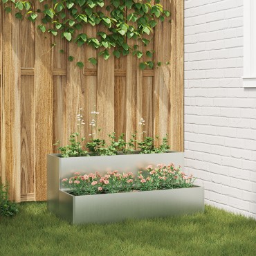 vidaXL 2-Επίπεδη Γλάστρα Κήπου, 100x60x45 εκ, Από Γαλβανισμένο Ατσάλι