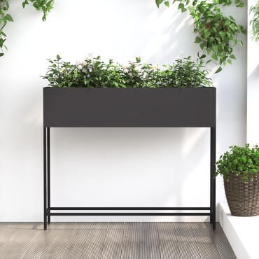 vidaXL Υψωμένο Παρτέρι Κήπου 100x26x82 εκ. Μαύρο Ατσάλι