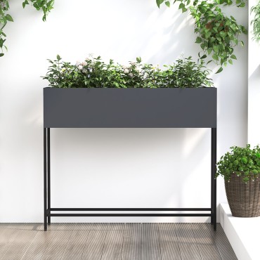 vidaXL Υψηλή Υπερυψωμένη Γλάστρα 100x26x82 εκ Ανθρακί Ατσάλι