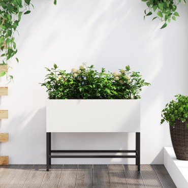 vidaXL Αναδιπλούμενη Κηπευτική Γλάστρα 60x26x45 εκ Λευκός Χάλυβας