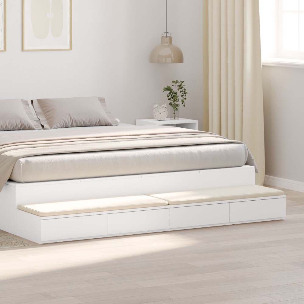 vidaXL Συρτάρια Κρεβατιού Λευκό 200x36,5x16,5cm Μηχανικά Ξύλο 1 τεμ.