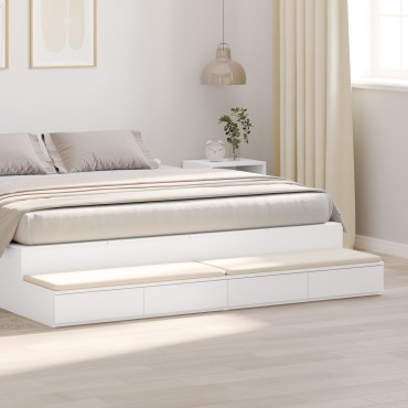 vidaXL Συρτάρια Κρεβατιού Λευκό 200x36,5x16,5cm Μηχανικά Ξύλο 1 τεμ.