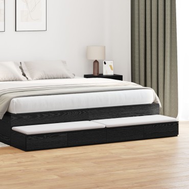 vidaXL Συρτάρια Κρεβατιού Μαύρο 200x36,5x16,5cm Επεξεργασμένο Ξύλο 1 τεμ.
