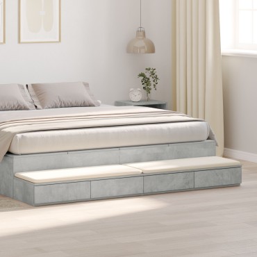 vidaXL Συρτάρια Κρεβατιού Γκρι Σκυρόδεμα 200x36,5x16,5cm MDF 1 τεμ.
