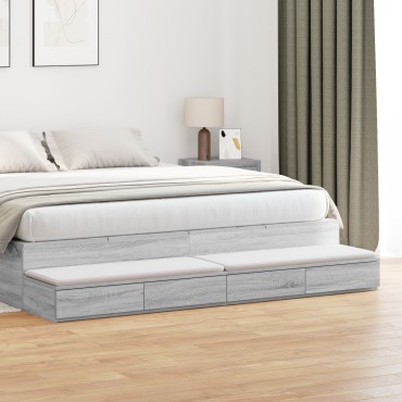 vidaXL Συρτάρια Κρεβατιού Γκρι Sonoma 200x36,5x16,5cm Κατασκευασμένο Ξύλο 1 τεμ.