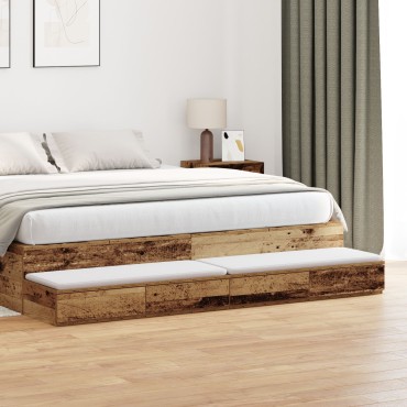 vidaXL Συρτάρια Κρεβατιού Παλιού Ξύλου 200x36,5x16,5cm Κατασκευασμένο Ξύλο 1 τεμ.