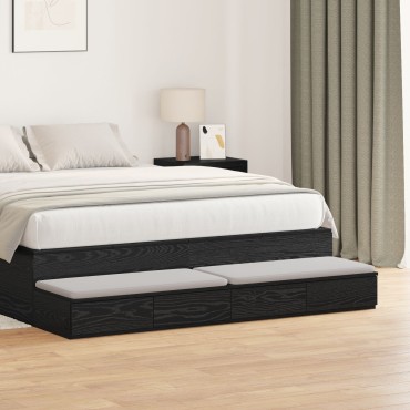 vidaXL Κομοδίνα Μαύρη Δρυς Ξύλο 150x36.5x16.5cm Κομοδίνο 1 τεμ.
