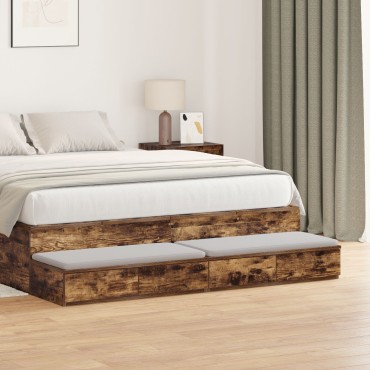 vidaXL Συρτάρια κρεβατιού Καπνιστής Δρύς 150x36,5x16,5cm Επεξεργασμένο ξύλο 1 τεμ.