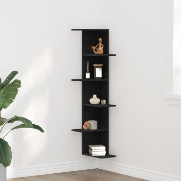 vidaXL Γωνιακό Ράφι Μαύρο Δρυς 36,5x36,5x140cm Επεξεργασμένο Ξύλο
