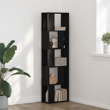 βιβλιοθήκη vidaXL 5-επίπεδη Μαύρο Δρύς 45x23,5x162,5cm Επεξεργασμένο ξύλο