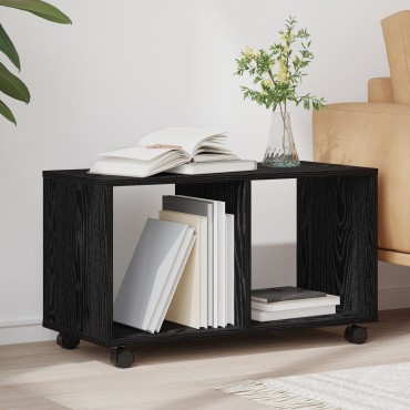 vidaXL Τραπέζι με Ρόδες Μαύρη Δρυς 72x33x42,5cm Κατασκευασμένη Ξυλεία 1 τεμ.