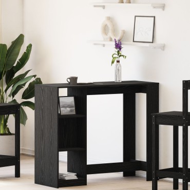 vidaXL Τραπέζι Μπαρ με Ράφι Μαύρη Δρυς 102,5x46x103,5cm Κατασκευασμένο Ξύλο 1 τεμ.