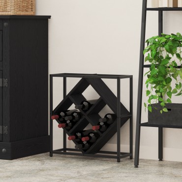 vidaXL Ράφι κρασιού Μαύρη Δρυς 51x18x52,5cm Επεξεργασμένο Ξύλο 1 τεμ.
