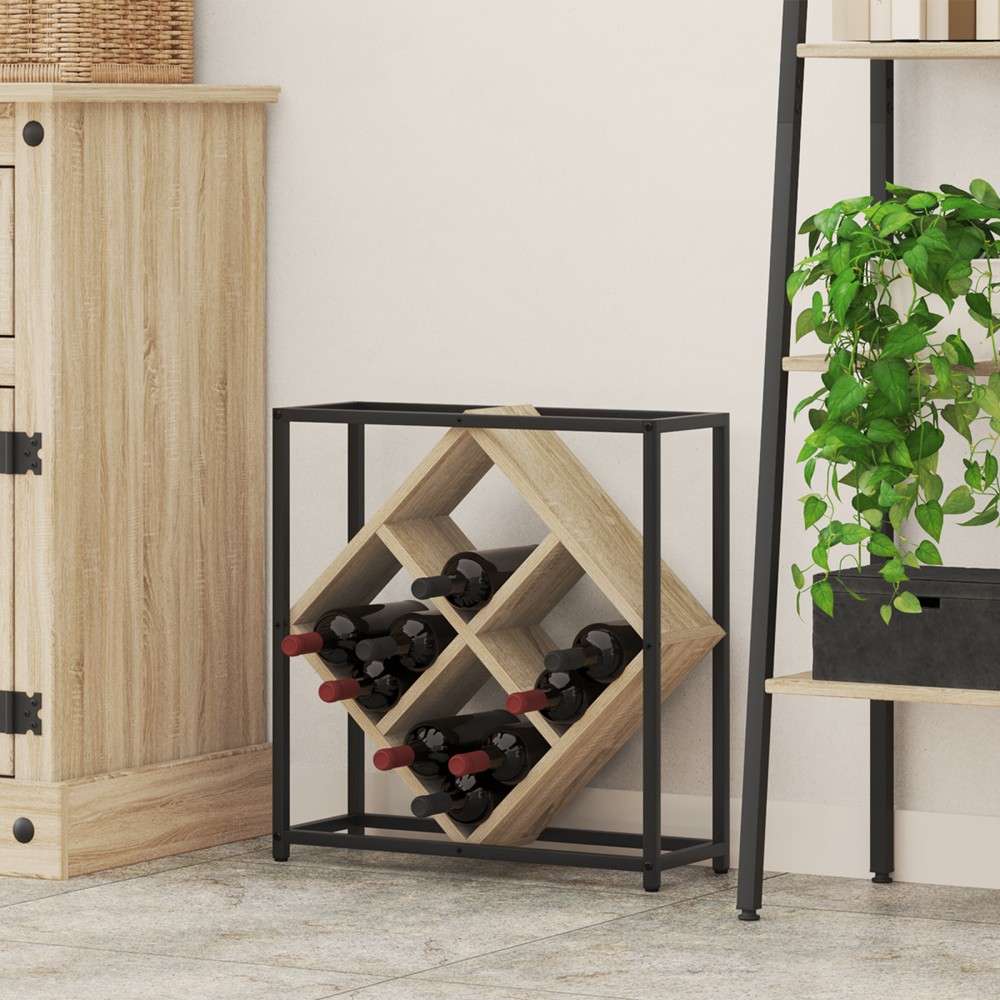 vidaXL Ράφι κρασιών Sonoma Oak 51x18x52,5cm Κατασκευασμένο από ξύλο με επεξεργασία 1 τεμ.