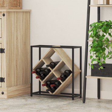 vidaXL Ράφι κρασιών Sonoma Oak 51x18x52,5cm Κατασκευασμένο από ξύλο με επεξεργασία 1 τεμ.