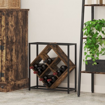 VidaXL Ραφιέρα Κρασιού Καπνιστή Δρυός 51x18x52,5cm Κατασκευασμένο Ξύλο 1 τεμ.