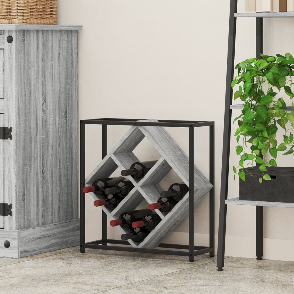 vidaXL Ράφι κρασιών Γκρι Σονομα 51x18x52,5cm Κατασκευασμένο ξύλο 1 τεμ.