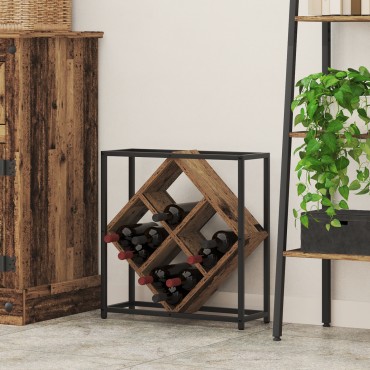 vidaXL Ράφι κρασιών από παλιό ξύλο 51x18x52,5cm Κατασκευασμένο από υλικό ξύλου 1 τεμ.