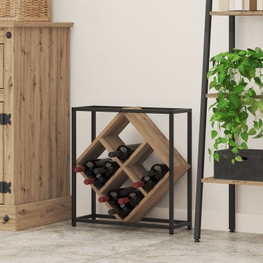 vidaXL Ράφι κρασιών Artisan Oak 51x18x52,5cm Επεξεργασμένο ξύλο 1 τεμ.