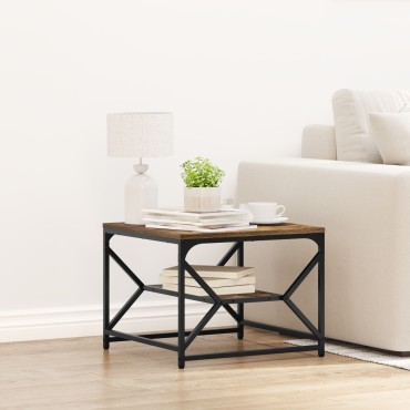 vidaXL Τραπέζι Καφέ με Ράφι από Καπνιστή Δρυ 51x50x40cm Φτιαγμένο από Ξύλο 1 τεμ.