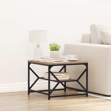 vidaXL Τραπέζι καφέ με ράφι από ξύλο 51x50x40cm Επεξεργασμένο ξύλο 1 τεμ.