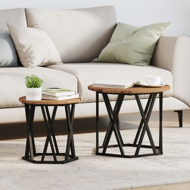vidaXL Σετ Σκαμπό 2 τεμ. από Ανακυκλωμένο Ξύλο 50x50x40cm