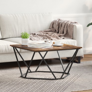 vidaXL Τραπέζι Σαλονιού Καπνιστό Δρυς 80x80x45cm Κατασκευασμένο Ξύλο 1 τεμ.