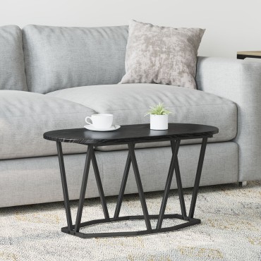vidaXL Τραπέζι Σαλονιού Μαύρο Δρύς 80x40x40,5cm από Επεξεργασμένο Ξύλο και Μέταλλο 1 τεμ.