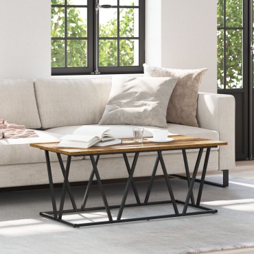 vidaXL Τραπεζάκι σαλονιού από παλιό ξύλο 100x50x40cm από συσκευασμένο ξύλο και μέταλλο 1 τεμ.