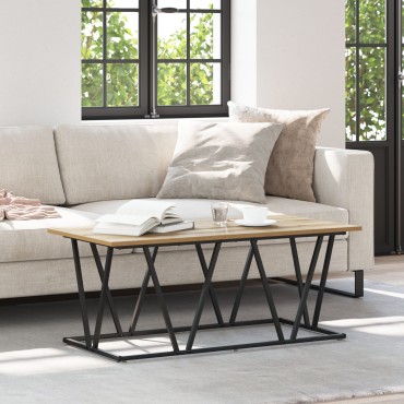 vidaXL Τραπεζάκι καφέ με ξύλο οξιάς 100x50x40cm από καλοδουλεμένο ξύλο και μέταλλο 1 τεμ.