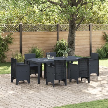 vidaXL Τραπέζι Κήπου Ανθρακί 200x100x73cm Πολυ Ράτταν 1 τεμ.