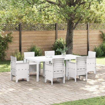 vidaXL Κήπος Τραπέζι Λευκό 200x100x73cm Πολυ Ράττον 1 τεμ.