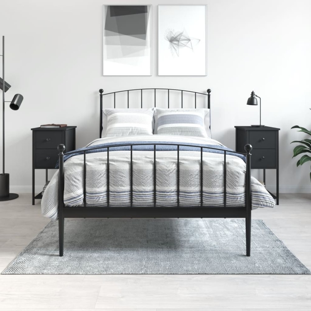 vidaXL Κομοδίνα 2 τεμ. Μαύρο 32x42x70cm από Επεξεργασμένο Ξύλο