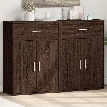 vidaXL Βοηθητικά Ντουλάπια 2 τεμ. Καφέ Δρυς 60x30x84cm Επεξ. Ξύλο