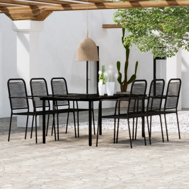 vidaXL Σετ Τραπεζαρίας Κήπου 7 τεμ. Μαύρο 200x100x74cm