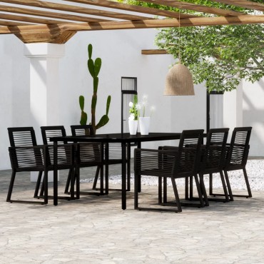 vidaXL Σετ Τραπεζαρίας Κήπου 7 τεμ. Μαύρο 200x100x74cm