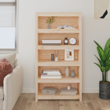 vidaXL Βιβλιοθήκη 80x35x154cm από Μασίφ Ξύλο Πεύκου 1 τεμ.