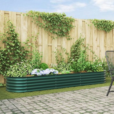 vidaXL Υψωμένο Κρεβάτι Κήπου Πράσινο 320x80x44 εκ. Γαλβανισμένο Ατσάλι