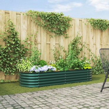 vidaXL Υψωμένο Κρεβάτι Κήπου Πράσινο 240x80x44 εκ από Γαλβανισμένο Ατσάλι